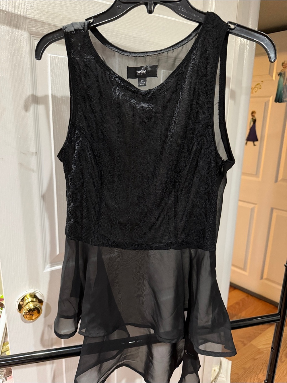 Windsor Black Lace & Chiffon Peplum Camisole